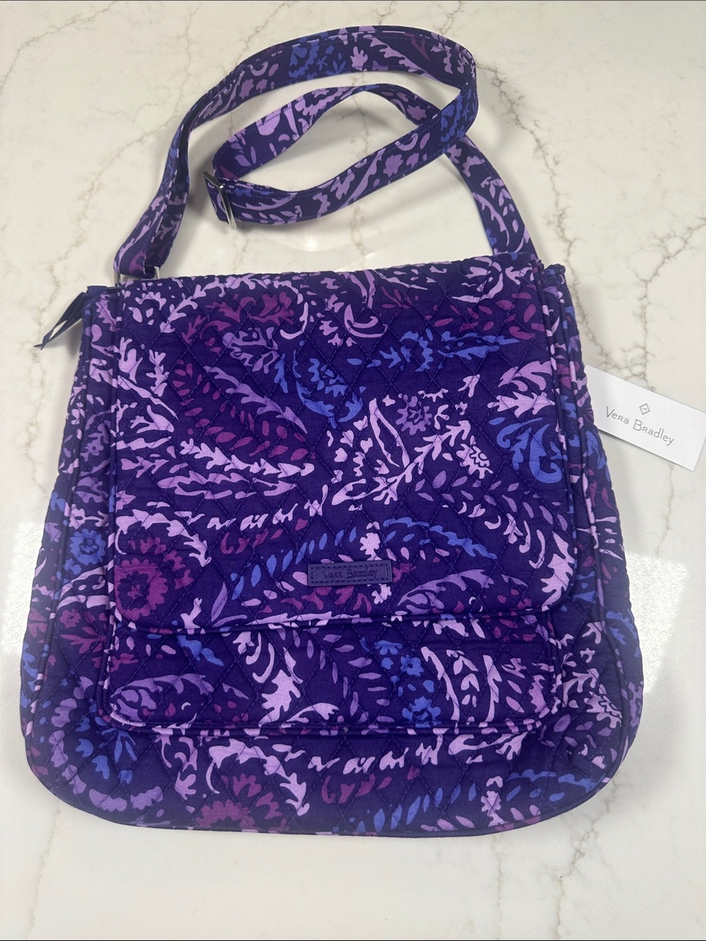 NWT Vera Bradley Essential Mailbag Crossbody Purse Purple Paisley Amethyst